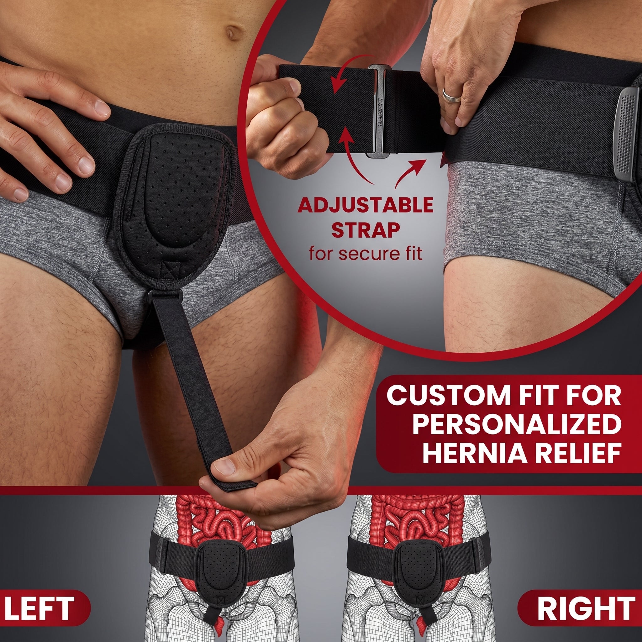 Inguinal Hernia Belt for Men & Women for Left/Right Side Adjustable ( Pre/Post Surgery Use)