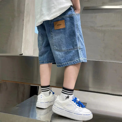New Boys Summer Fashion Denim Shorts Kids Casual Loose Thin Knee-Length Trousers for 3-12 Years Teenager Outdoor Jeans Pants