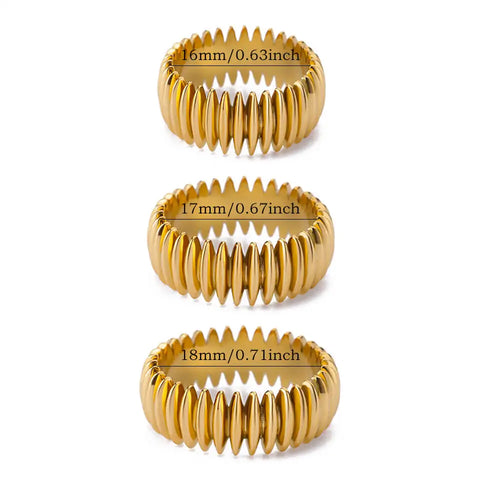 Stainless Steel Geometric Stripe Rings for Women Trendy Gold Plated Geometric Finger Ring Punk Christmas Party Jewelry Gift