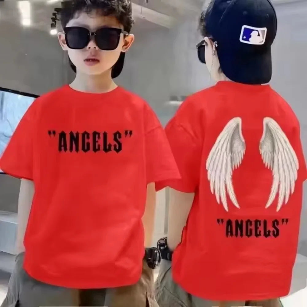 Cotton Kids T-shirt Summer Streetwear Cool Graffiti Print Boys Girls Short Sleeve Children Tops High Quality