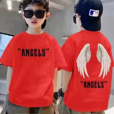 Cotton Kids T-shirt Summer Streetwear Cool Graffiti Print Boys Girls Short Sleeve Children Tops High Quality