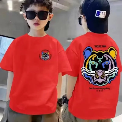 Cotton Kids T-shirt Summer Streetwear Cool Graffiti Print Boys Girls Short Sleeve Children Tops High Quality