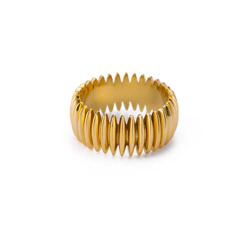 Stainless Steel Geometric Stripe Rings for Women Trendy Gold Plated Geometric Finger Ring Punk Christmas Party Jewelry Gift