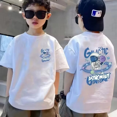 Cotton Kids T-shirt Summer Streetwear Cool Graffiti Print Boys Girls Short Sleeve Children Tops High Quality