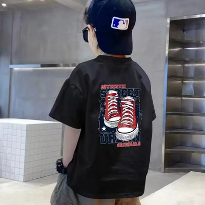 Cotton Kids T-shirt Summer Streetwear Cool Graffiti Print Boys Girls Short Sleeve Children Tops High Quality