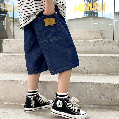 New Boys Summer Fashion Denim Shorts Kids Casual Loose Thin Knee-Length Trousers for 3-12 Years Teenager Outdoor Jeans Pants