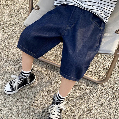 New Boys Summer Fashion Denim Shorts Kids Casual Loose Thin Knee-Length Trousers for 3-12 Years Teenager Outdoor Jeans Pants