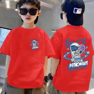 Cotton Kids T-shirt Summer Streetwear Cool Graffiti Print Boys Girls Short Sleeve Children Tops High Quality