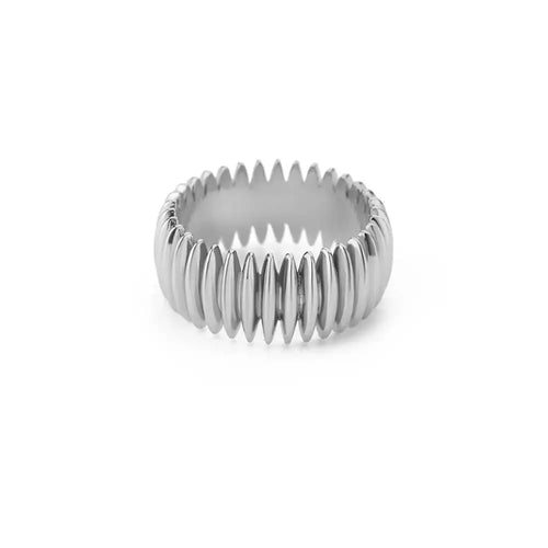 Stainless Steel Geometric Stripe Rings for Women Trendy Gold Plated Geometric Finger Ring Punk Christmas Party Jewelry Gift