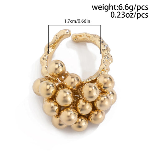 IngeSight.Z Creative Design CCB Small Ball Ring for Women Men Trending Irregular Metal Opening Finger Ring Couple Punk Jewelry