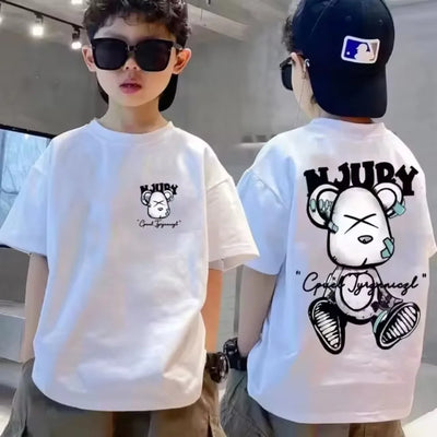 Cotton Kids T-shirt Summer Streetwear Cool Graffiti Print Boys Girls Short Sleeve Children Tops High Quality