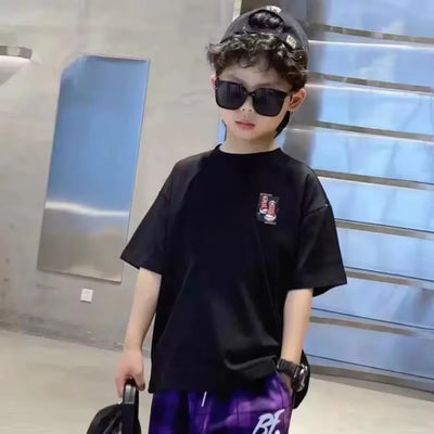 Cotton Kids T-shirt Summer Streetwear Cool Graffiti Print Boys Girls Short Sleeve Children Tops High Quality
