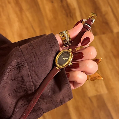 The Crimson Aura Oval Timepiece